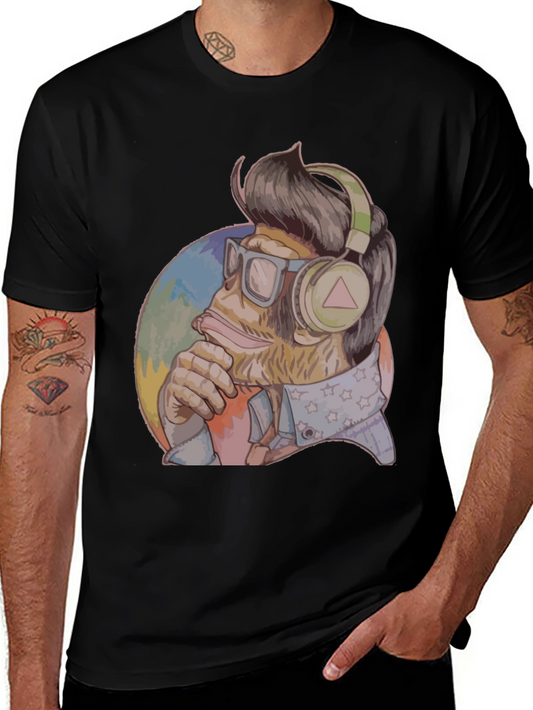 Cool Ape Graphic Tee - Black Cotton Blend