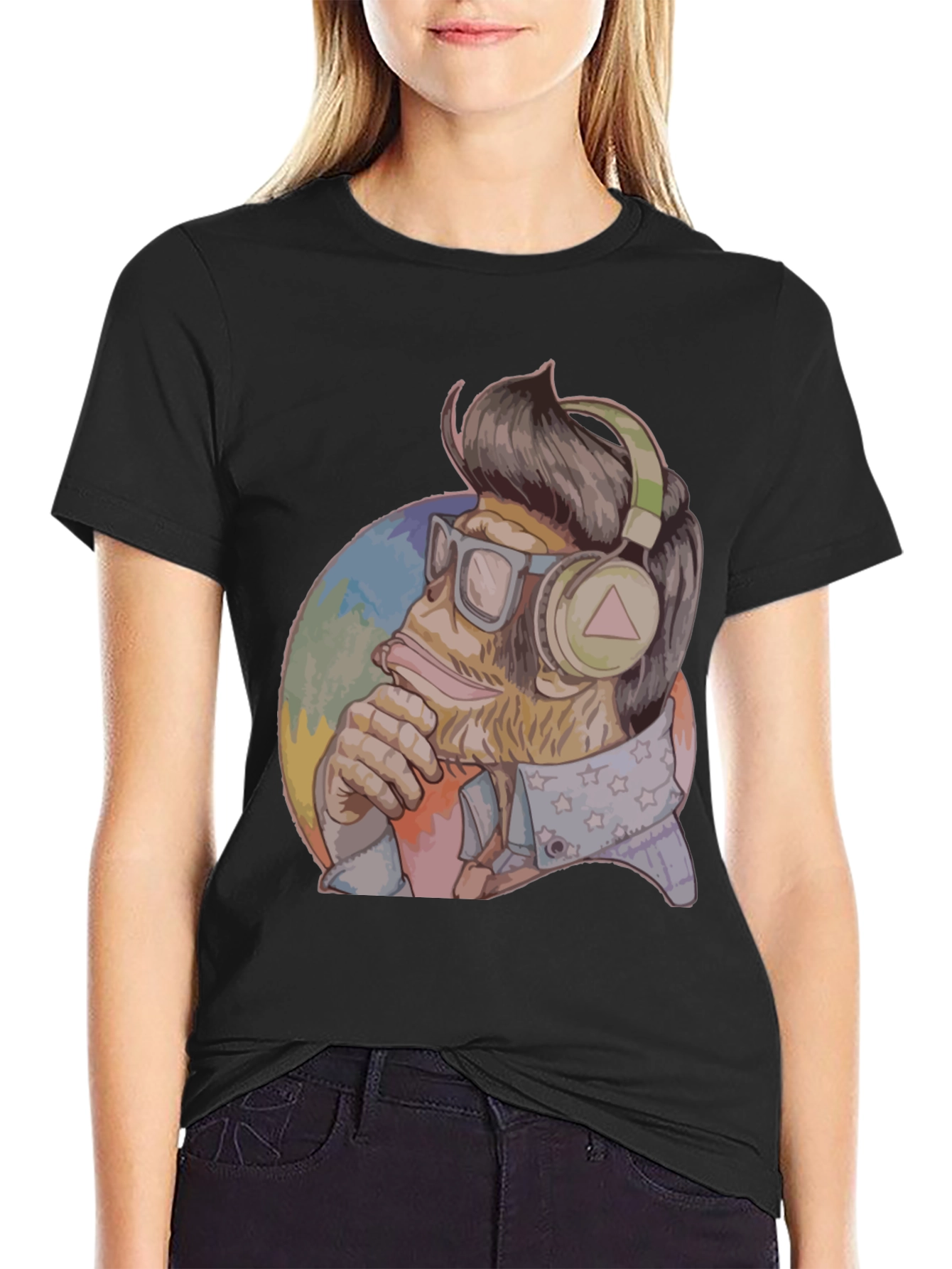 Cool Ape Graphic Tee - Black Cotton Blend