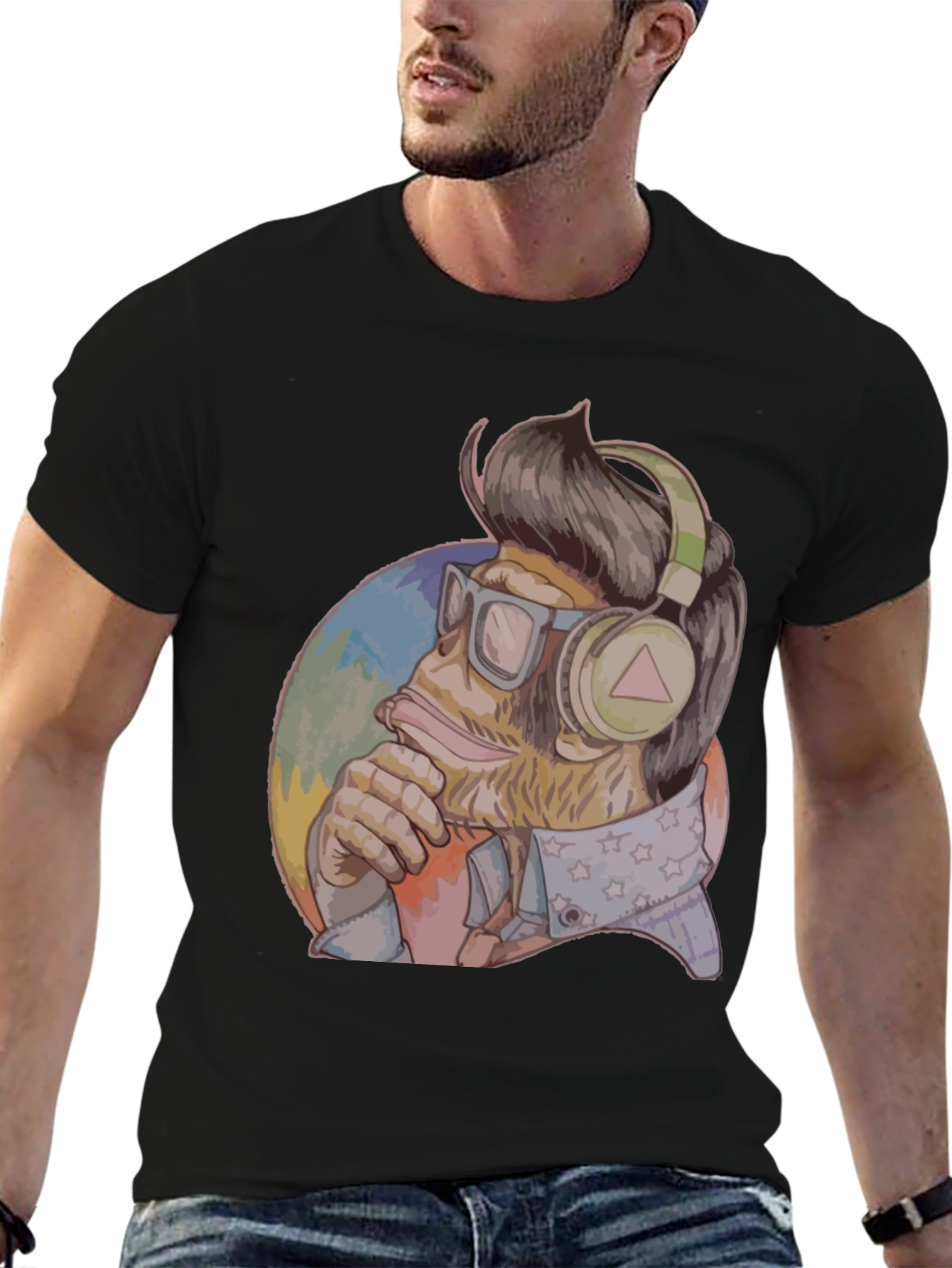 Cool Ape Graphic Tee - Black Cotton Blend