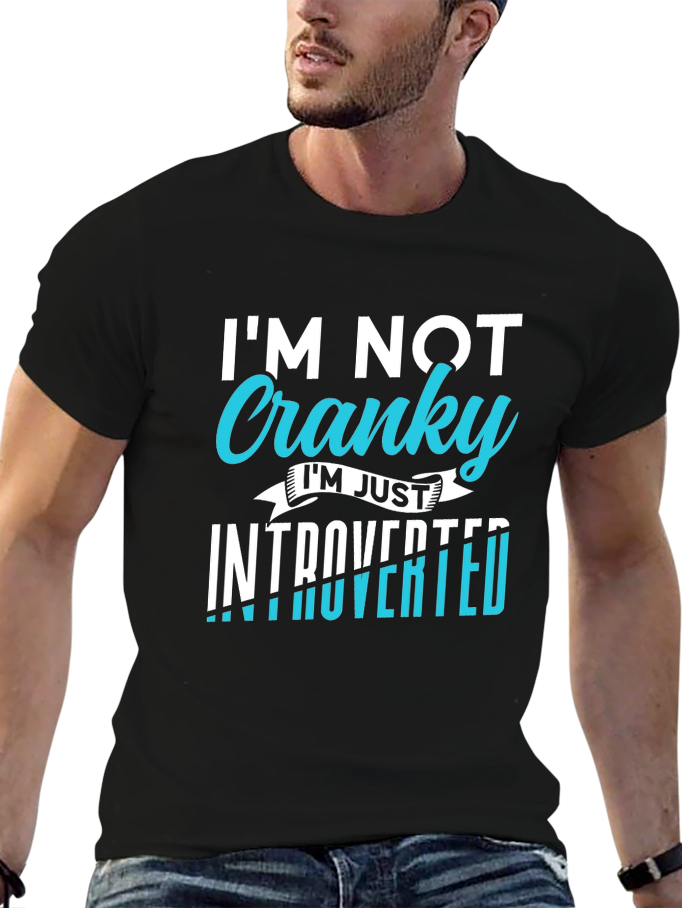 Introvert Tee: Im Not Cranky - Black Graphic T-Shirt