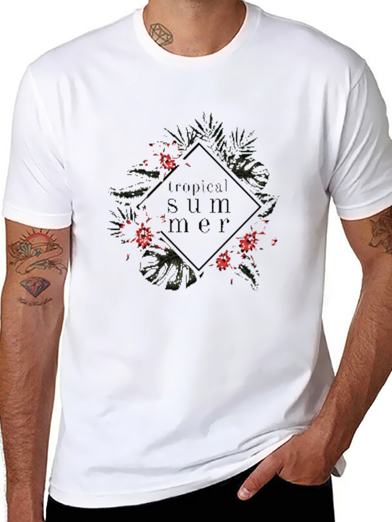 Tropical Summer Black T-Shirt