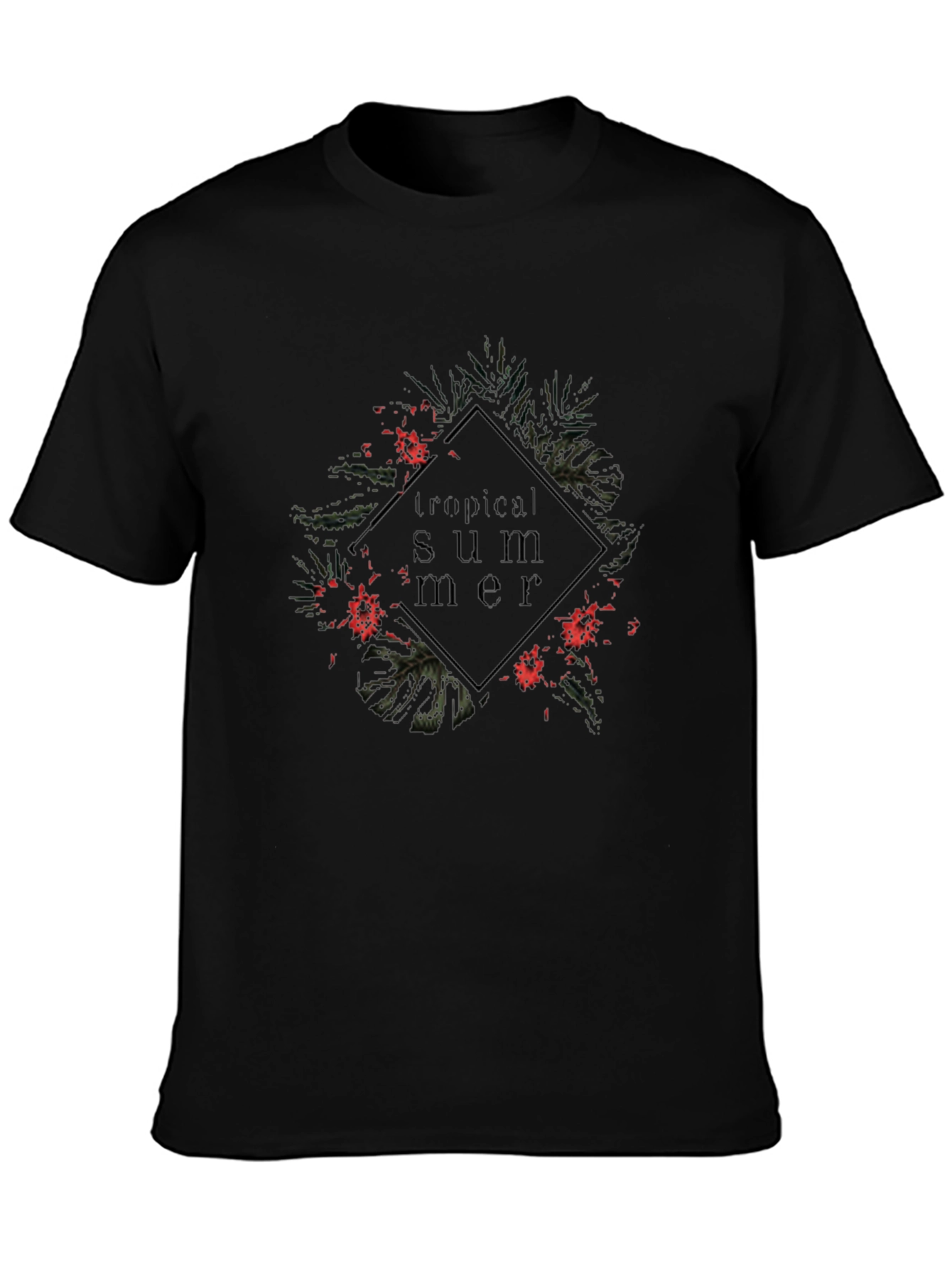 Tropical Summer Black T-Shirt