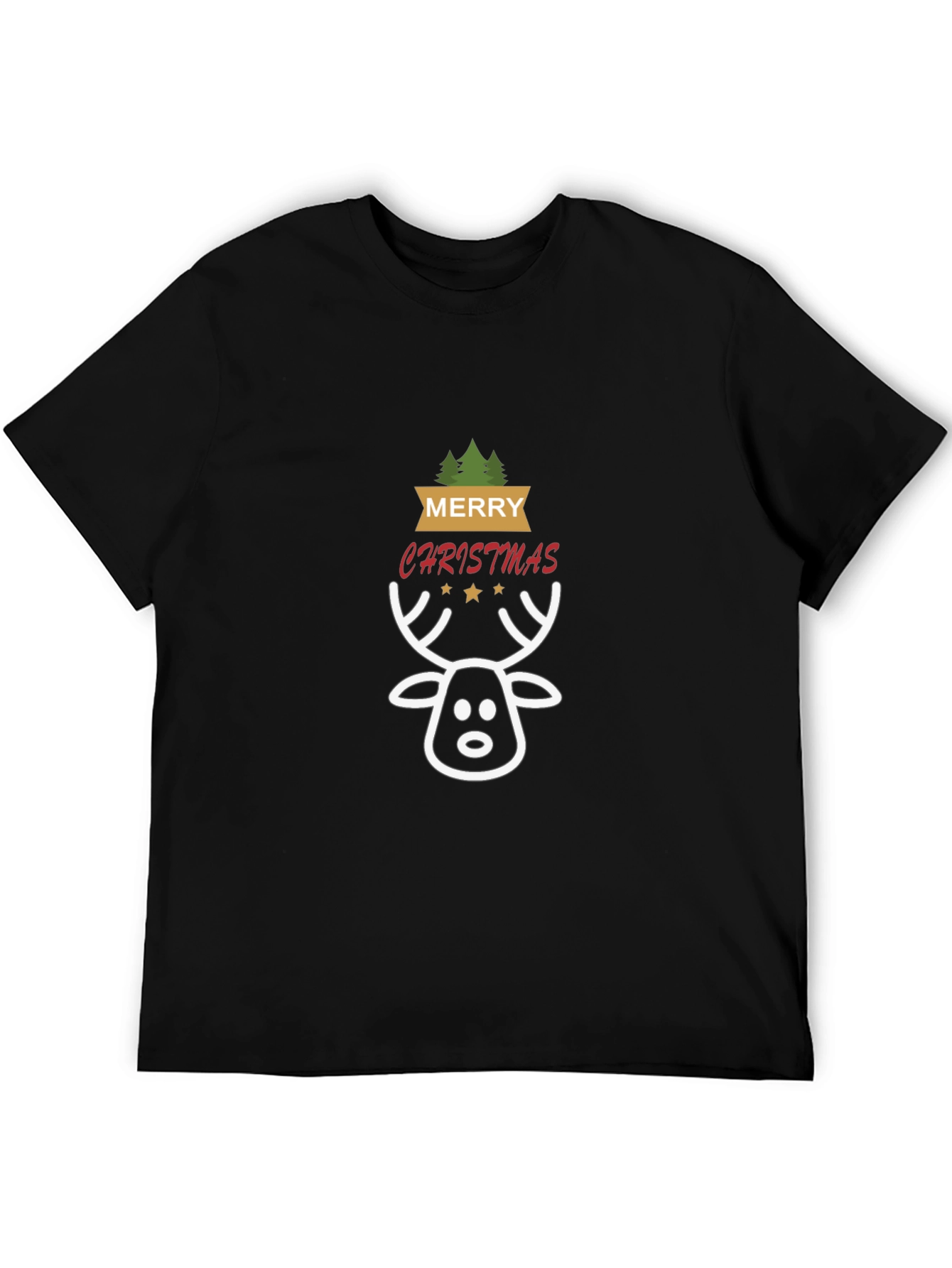 Merry Christmas Reindeer Graphic Tee - Holiday Cheer
