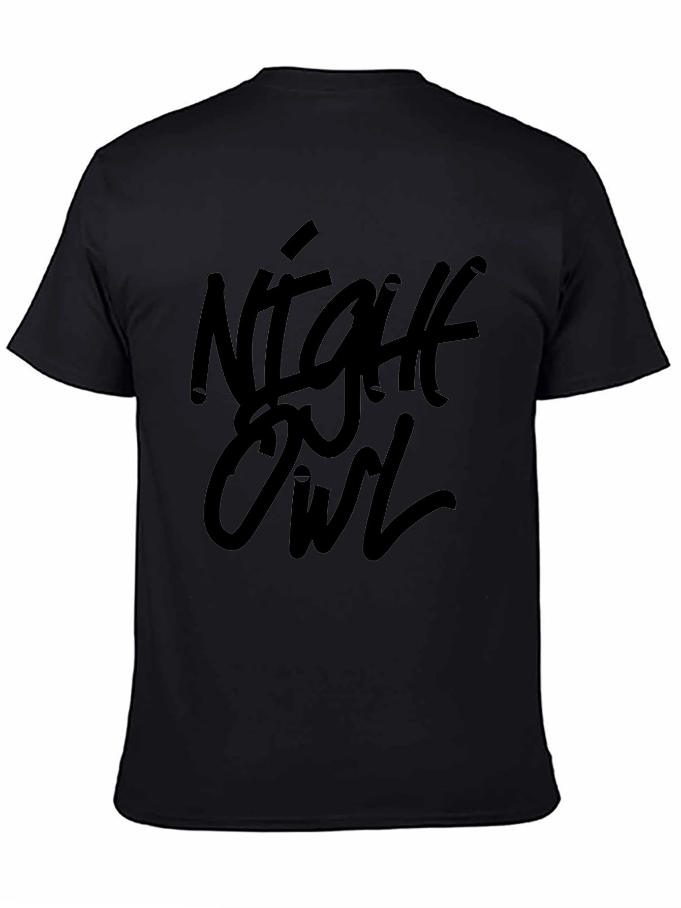 Night Owl Black Graphic Tee Casual Wear