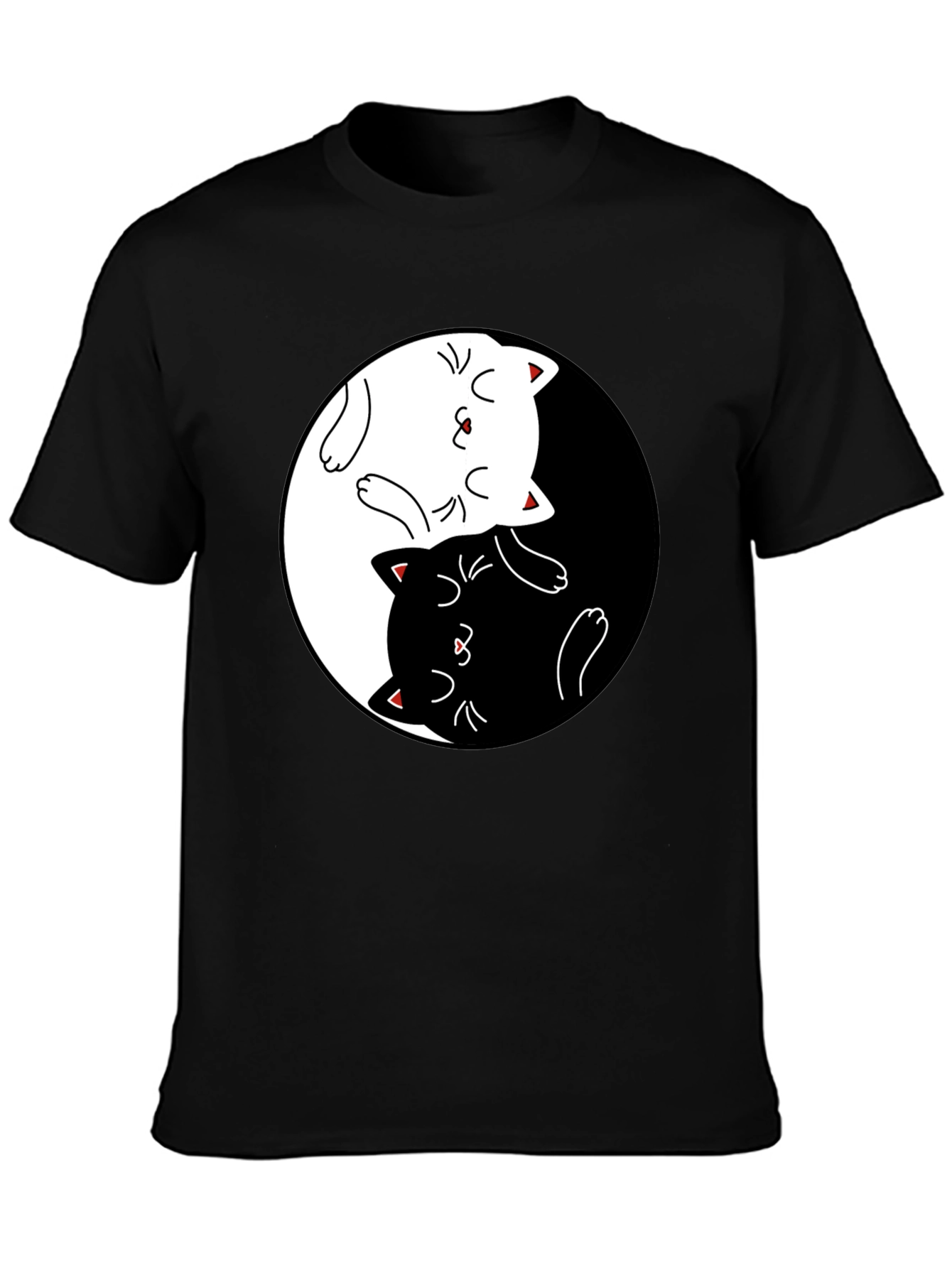 Yin Yang Cats Black T-Shirt - Stylish Graphic Tee