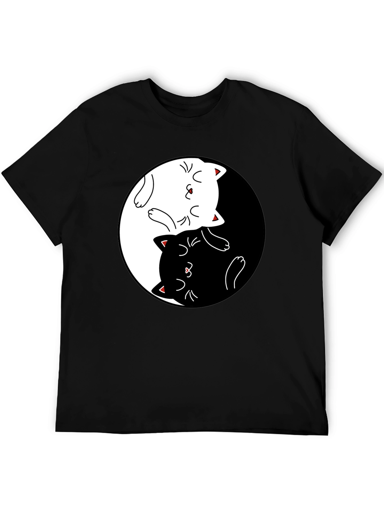 Yin Yang Cats Black T-Shirt - Stylish Graphic Tee