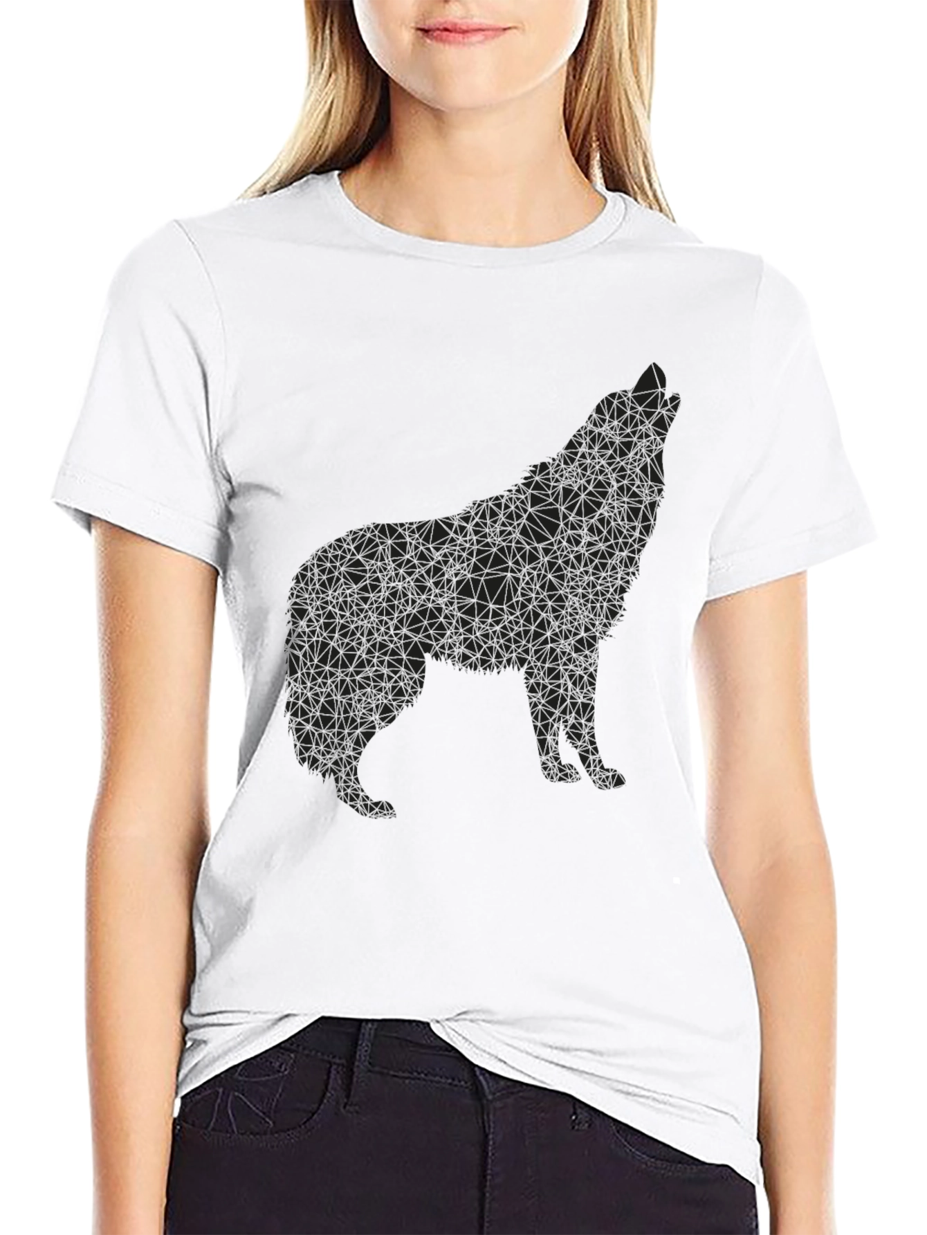 Geometric Wolf Graphic Tee - Mens Black T-Shirt