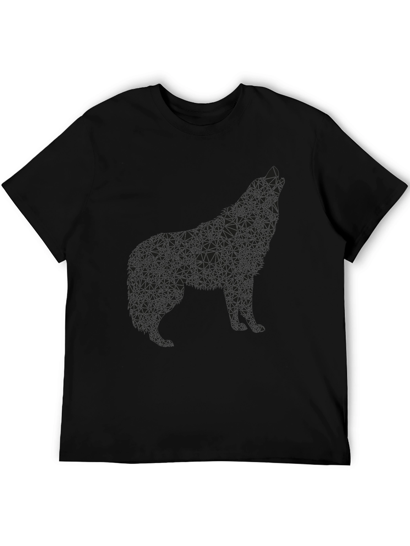 Geometric Wolf Graphic Tee - Mens Black T-Shirt