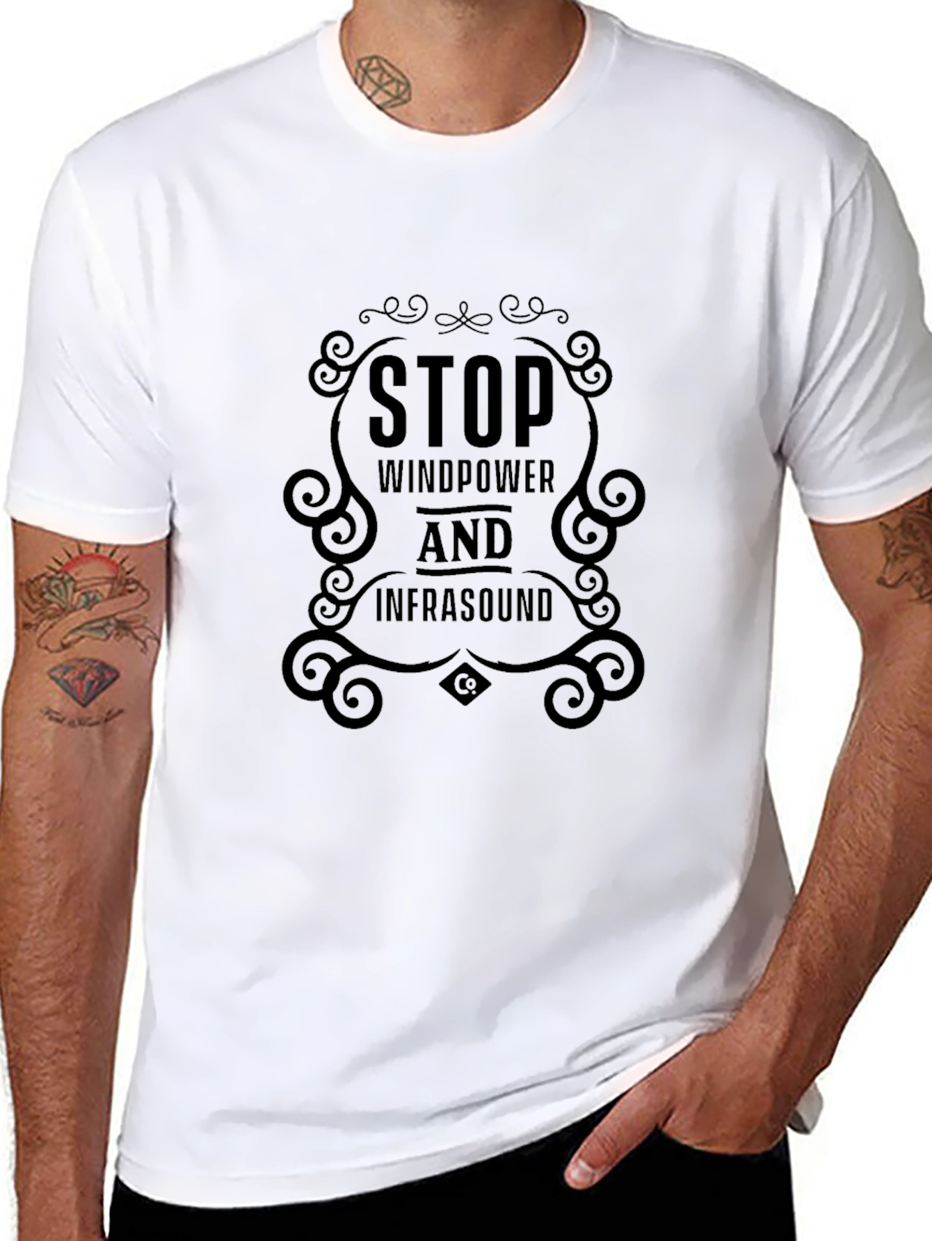 Stop Windpower & Infrasound Graphic Tee - Black