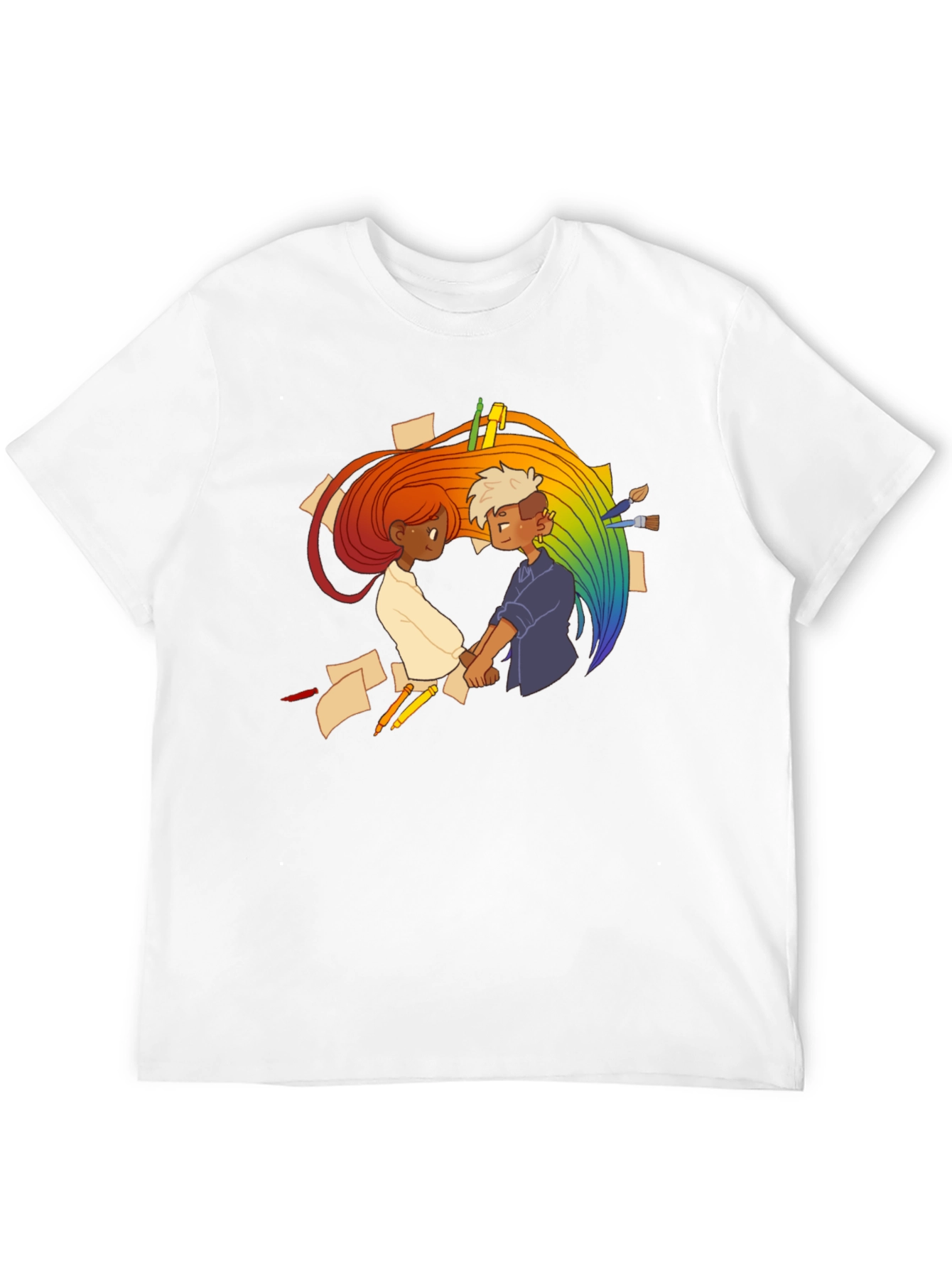 Artistic Love Graphic Tee - Black Cotton Casual Shirt