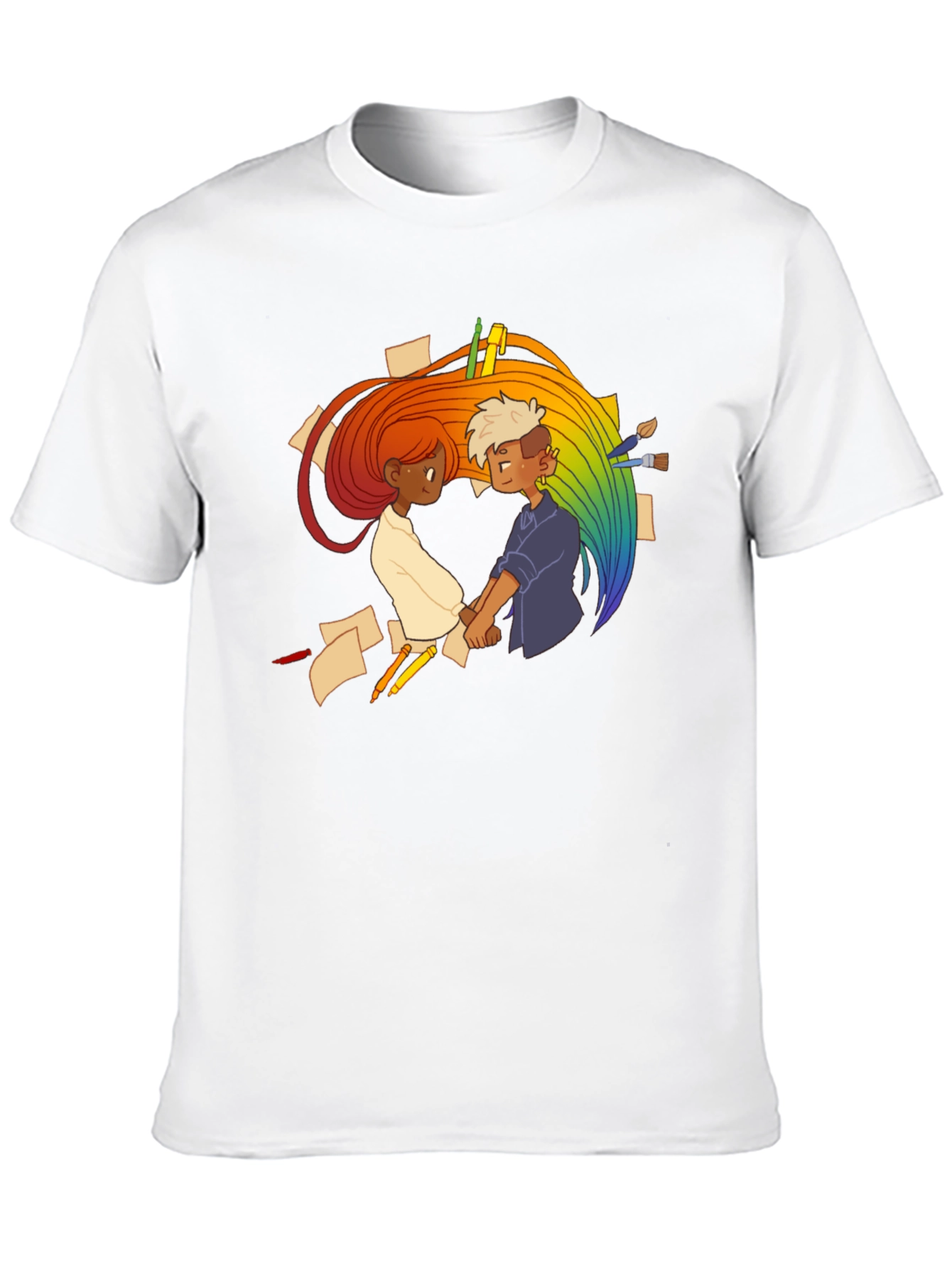 Artistic Love Graphic Tee - Black Cotton Casual Shirt