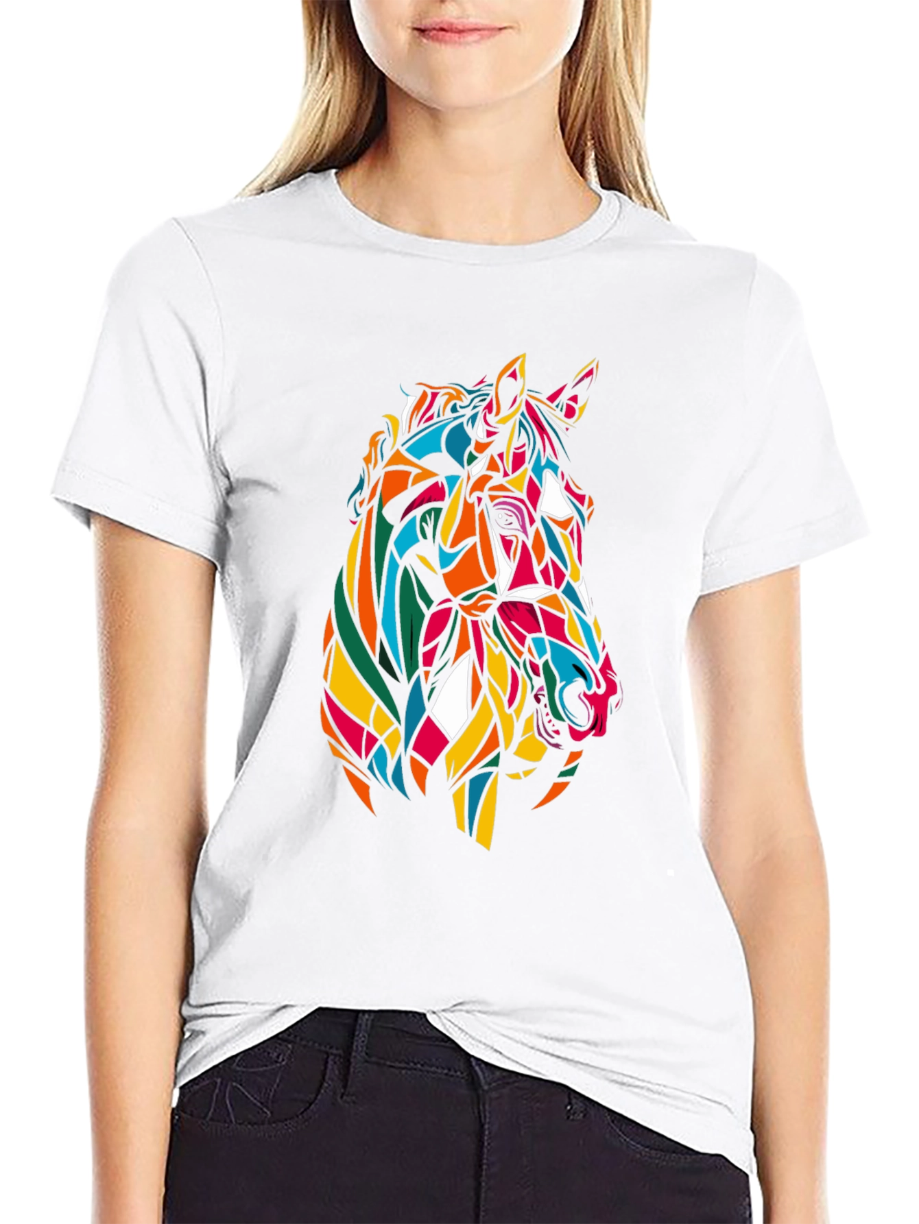 Geometric Horse Graphic Tee - Stylish Mens T-Shirt