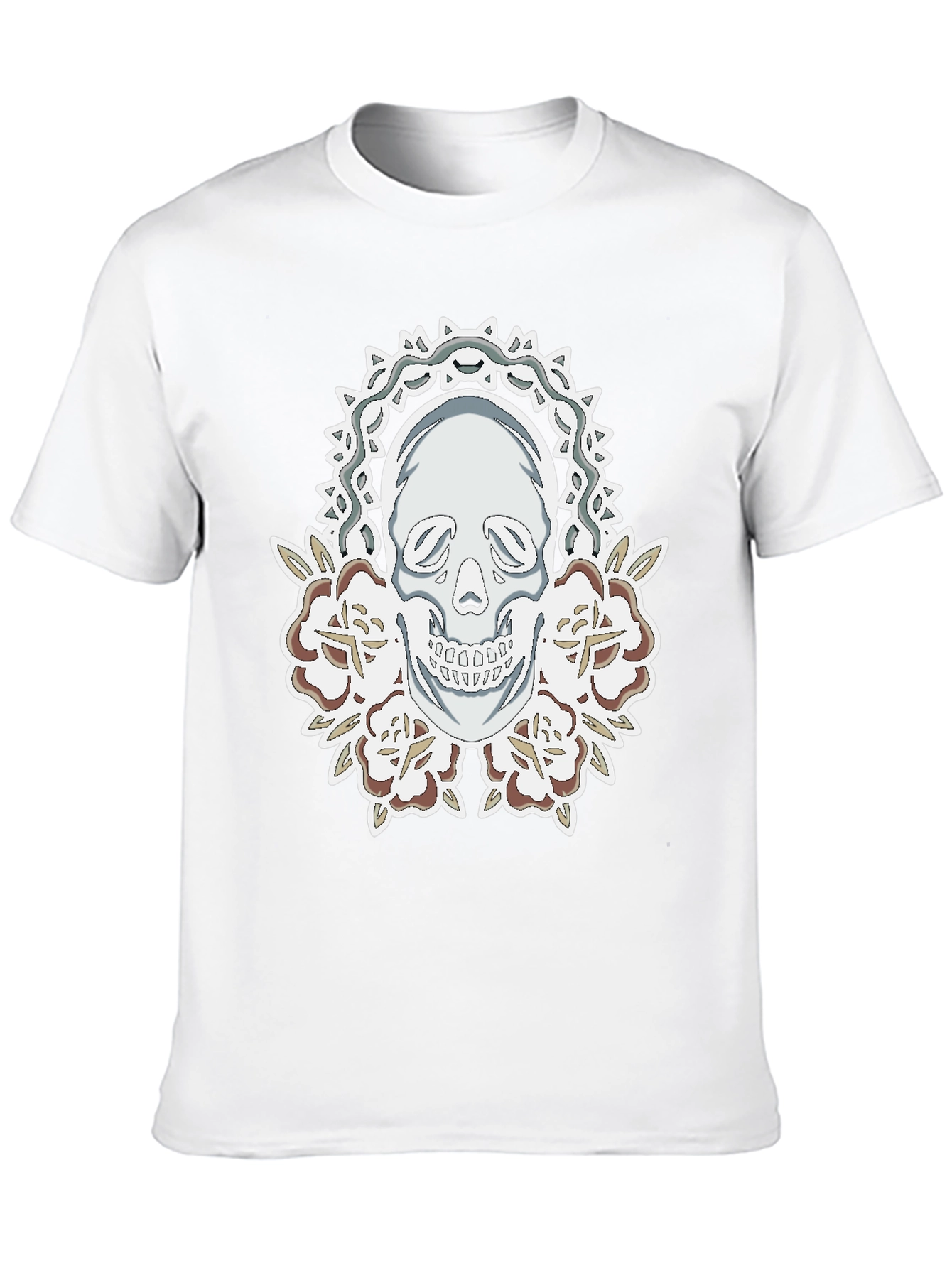 Skull & Roses Graphic Tee - Mens Black T-Shirt