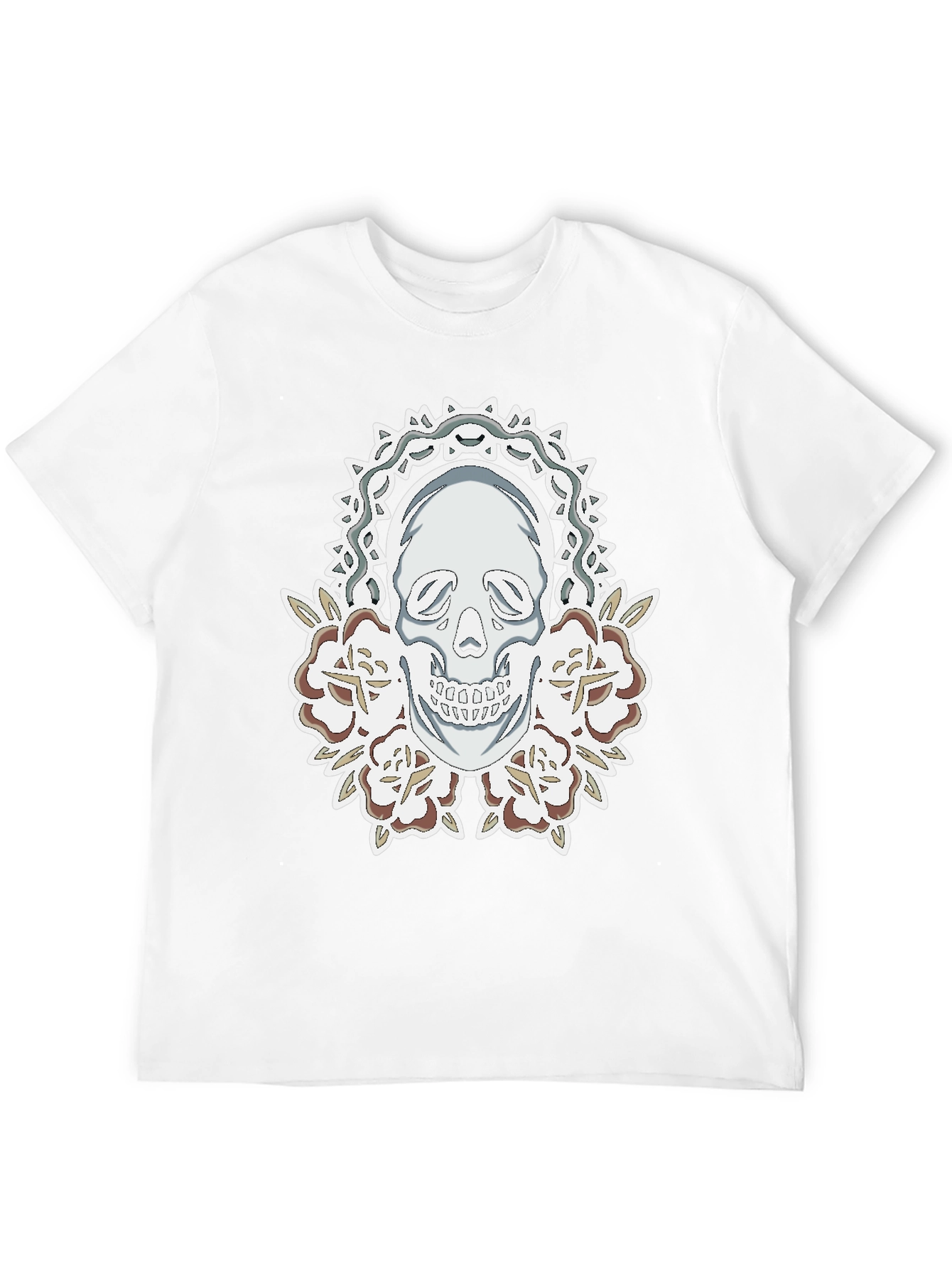 Skull & Roses Graphic Tee - Mens Black T-Shirt