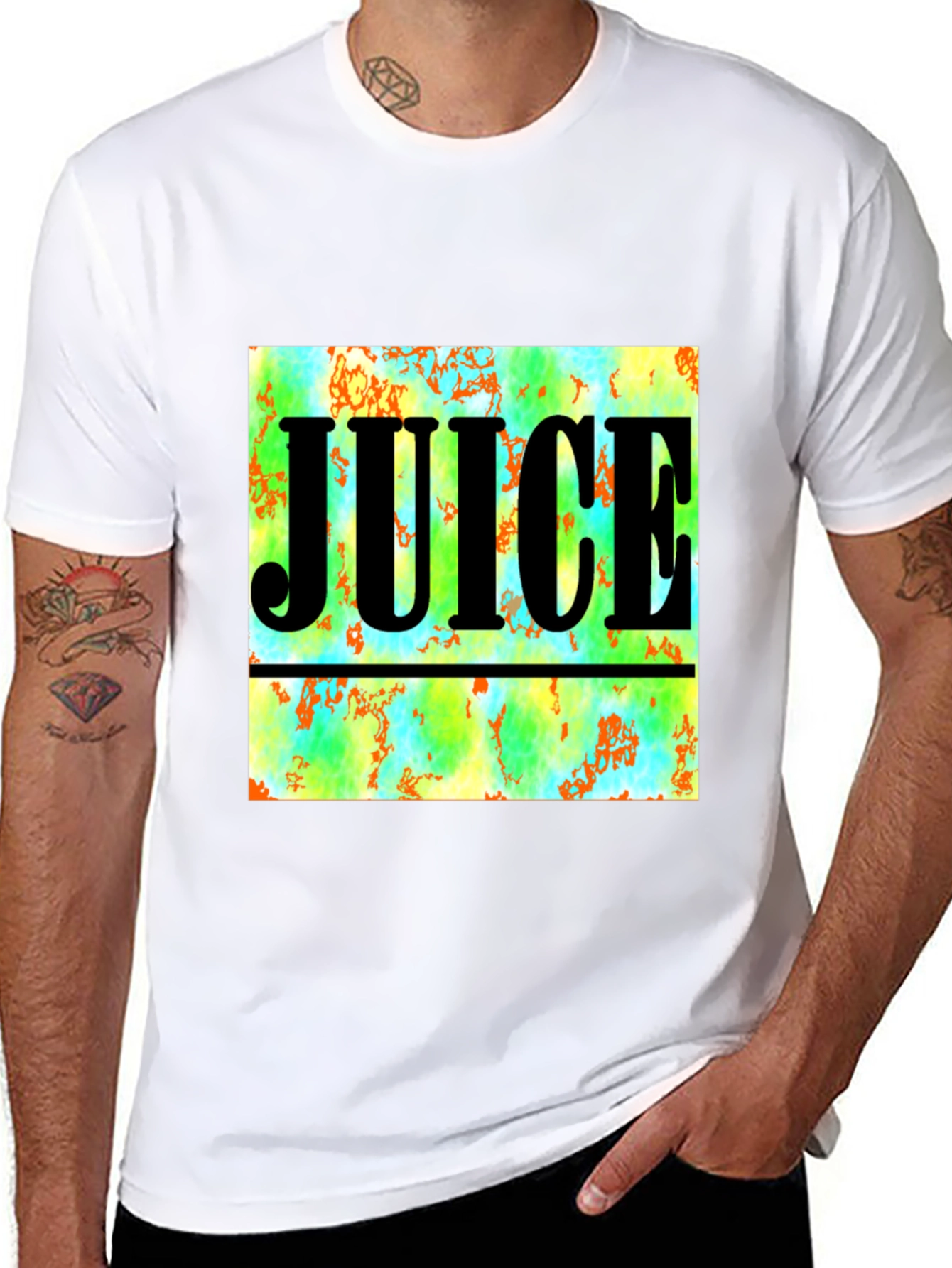 Juice Graphic Tee - Abstract Design Black T-Shirt