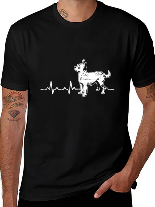 Chihuahua Heartbeat Graphic Tee - Black
