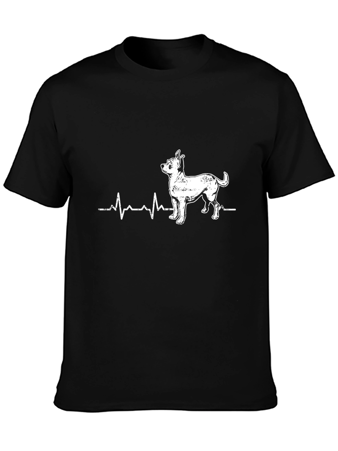 Chihuahua Heartbeat Graphic Tee - Black