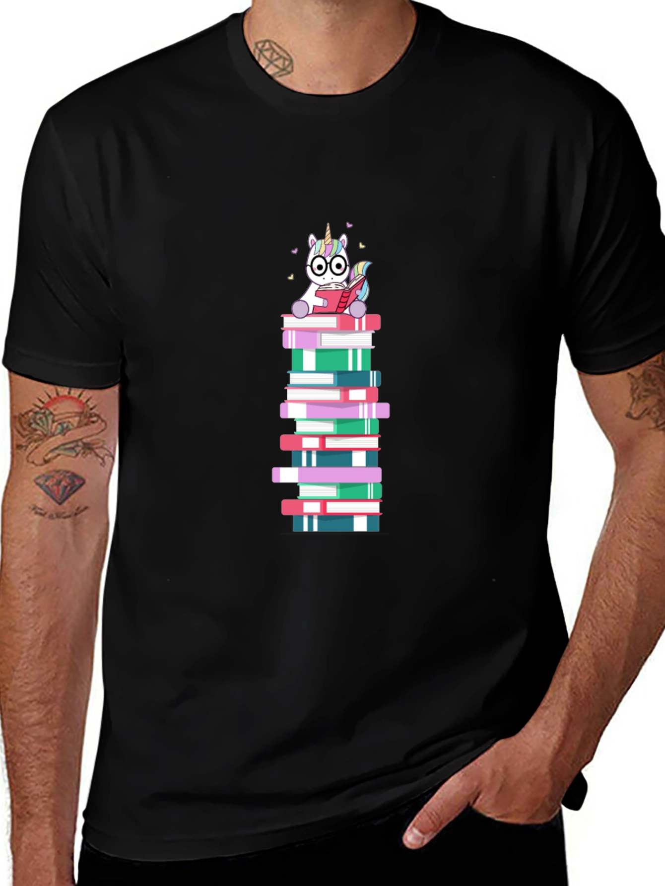 Unicorn Reading on Books T-Shirt