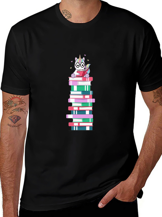 Unicorn Reading on Books T-Shirt