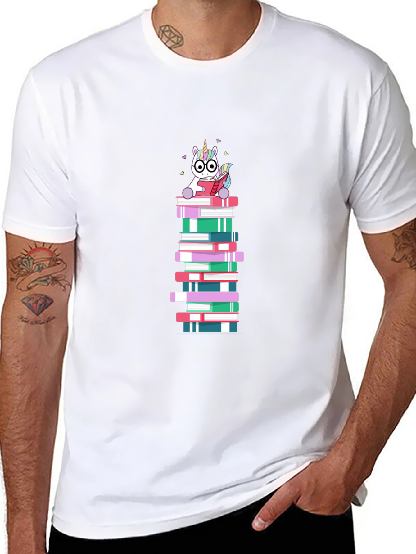 Unicorn Reading on Books T-Shirt