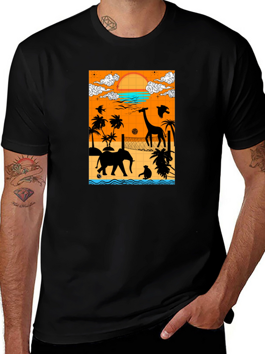 Tropical Beach Silhouette Graphic Tee