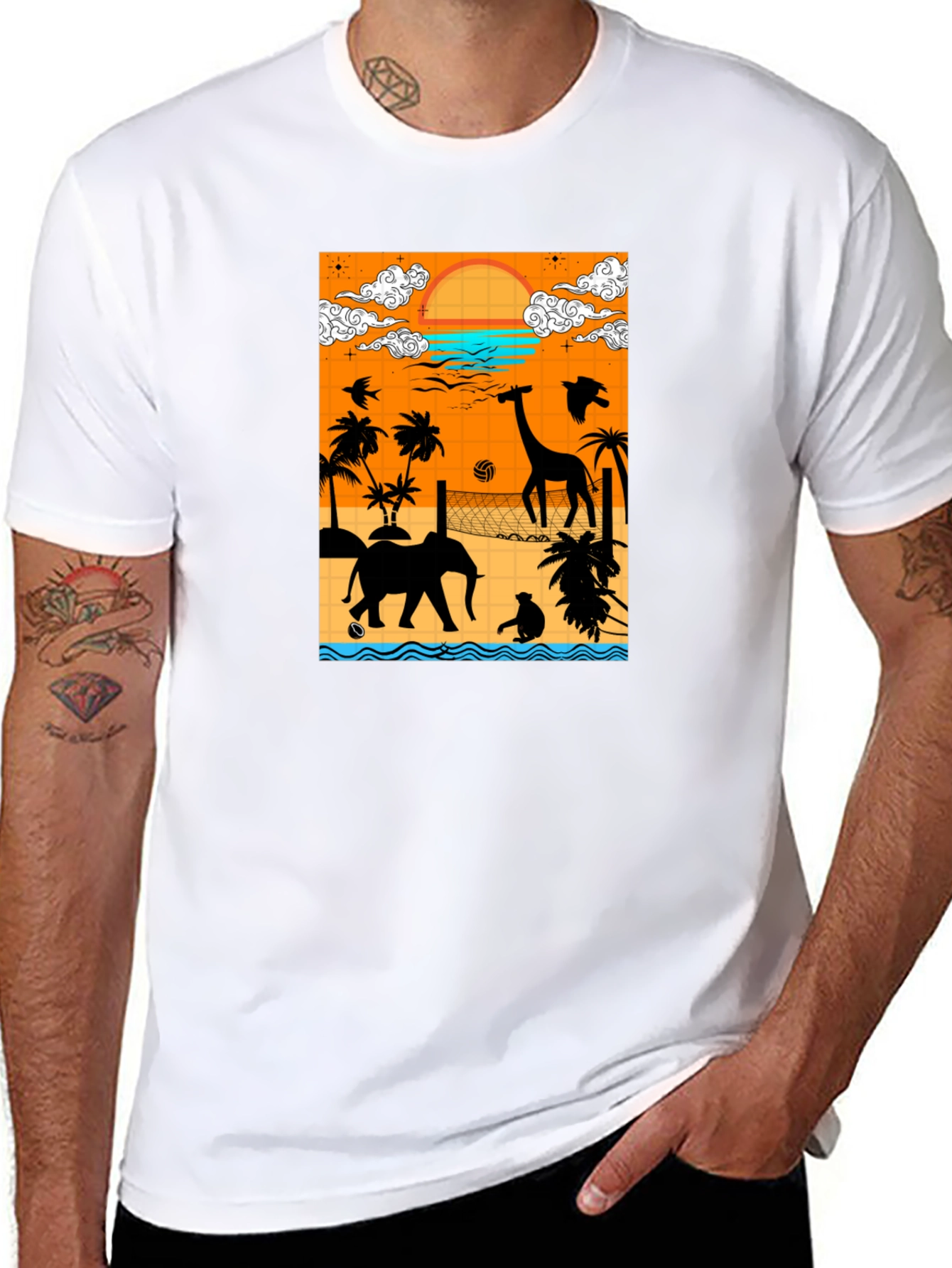Tropical Beach Silhouette Graphic Tee