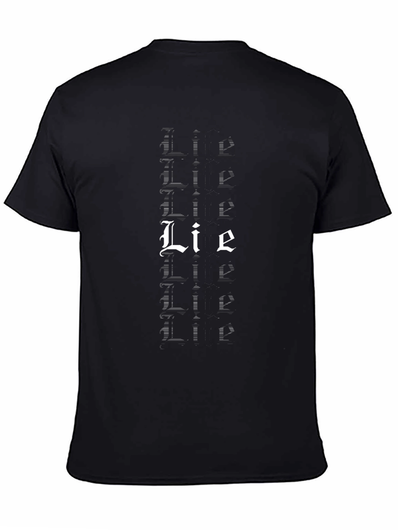 Mens Black Lie Graphic Tee - Bold Gothic Style