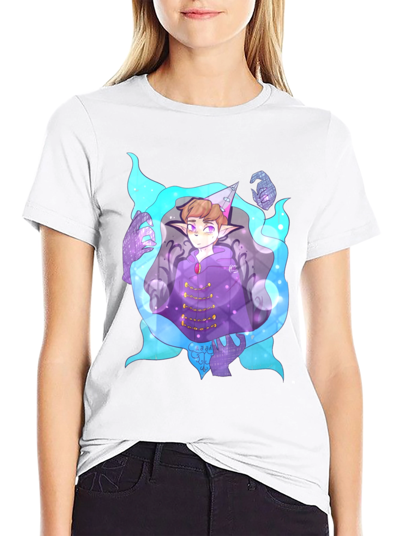 Magical Character Graphic Print Black Tee