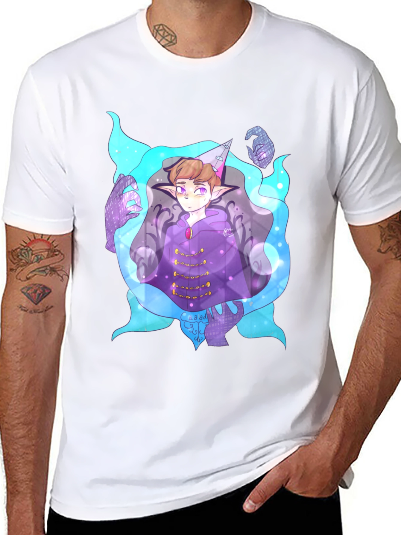 Magical Character Graphic Print Black Tee