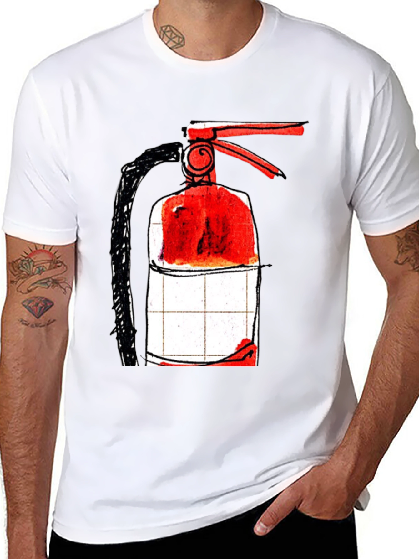 Fire Extinguisher Graphic T-Shirt - Cool Design
