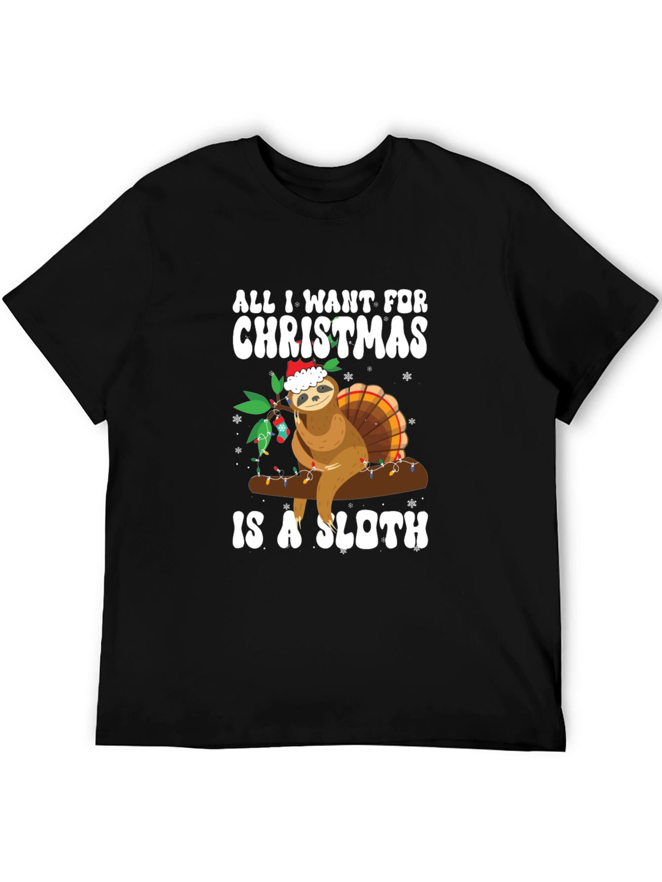Christmas Sloth Graphic Tee - Holiday Humor