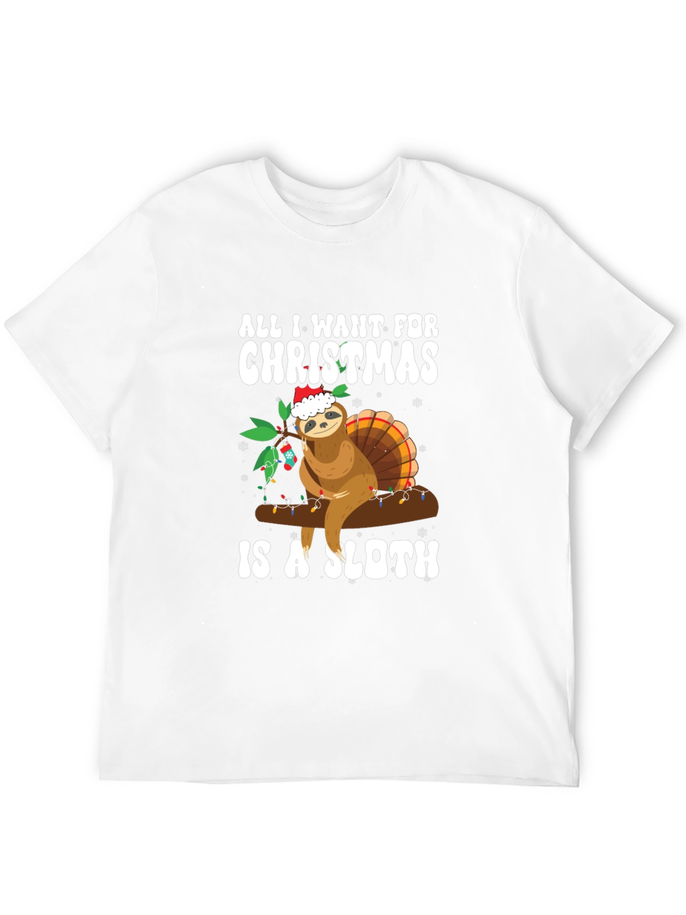 Christmas Sloth Graphic Tee - Holiday Humor