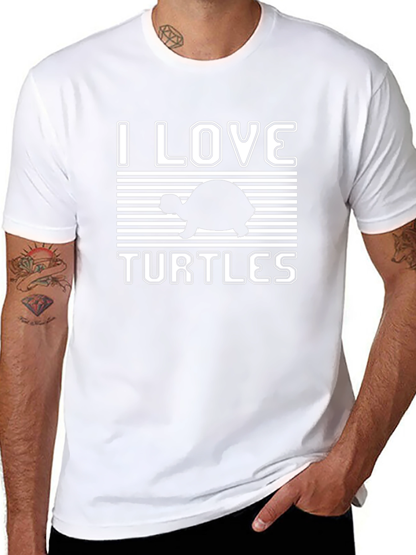 I Love Turtles Graphic T-Shirt Black Cotton Tee