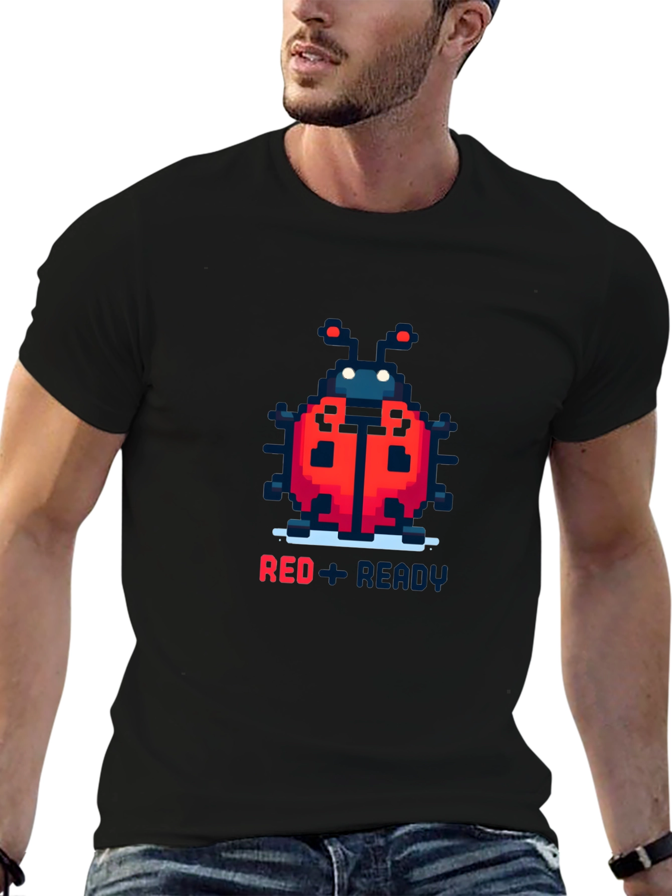 Red Ladybug Pixel Art T-Shirt