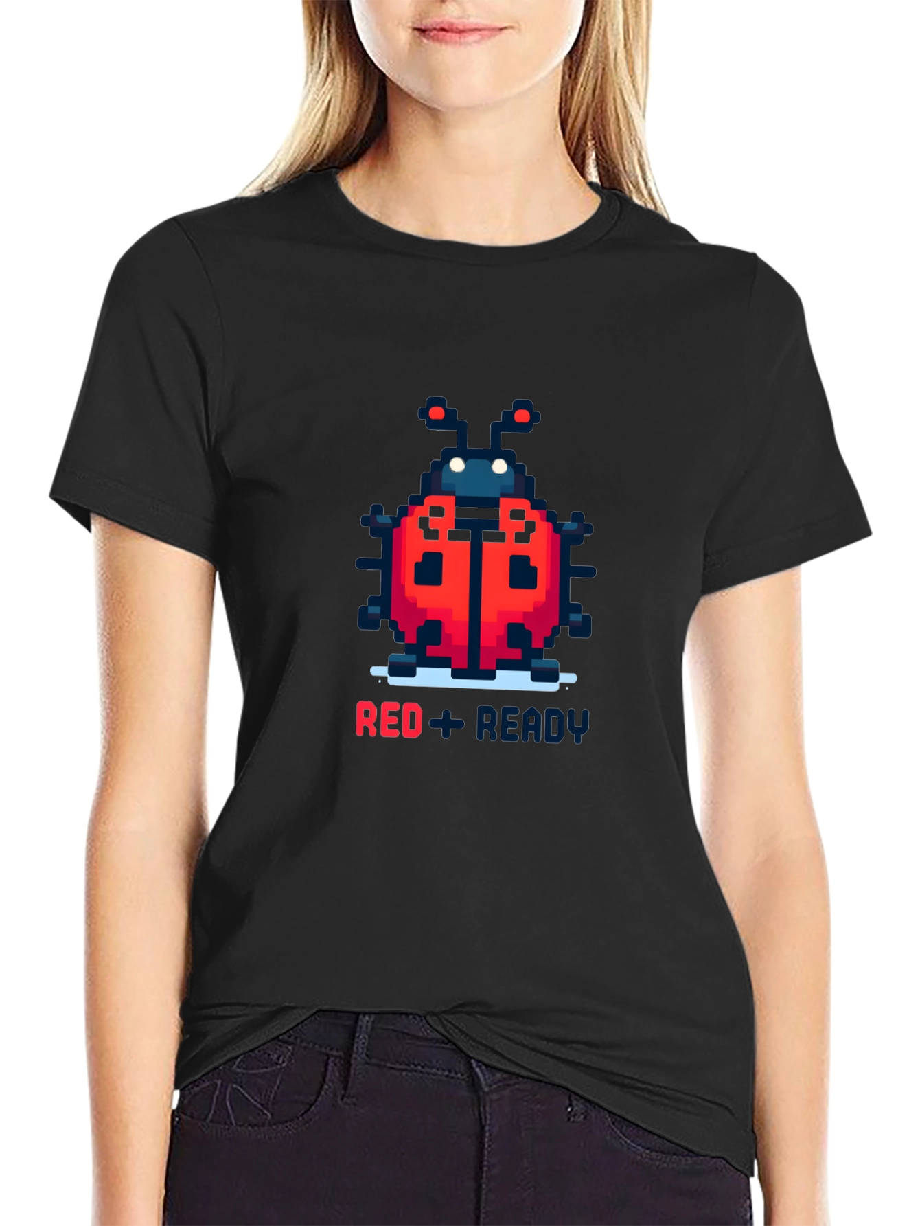 Red Ladybug Pixel Art T-Shirt