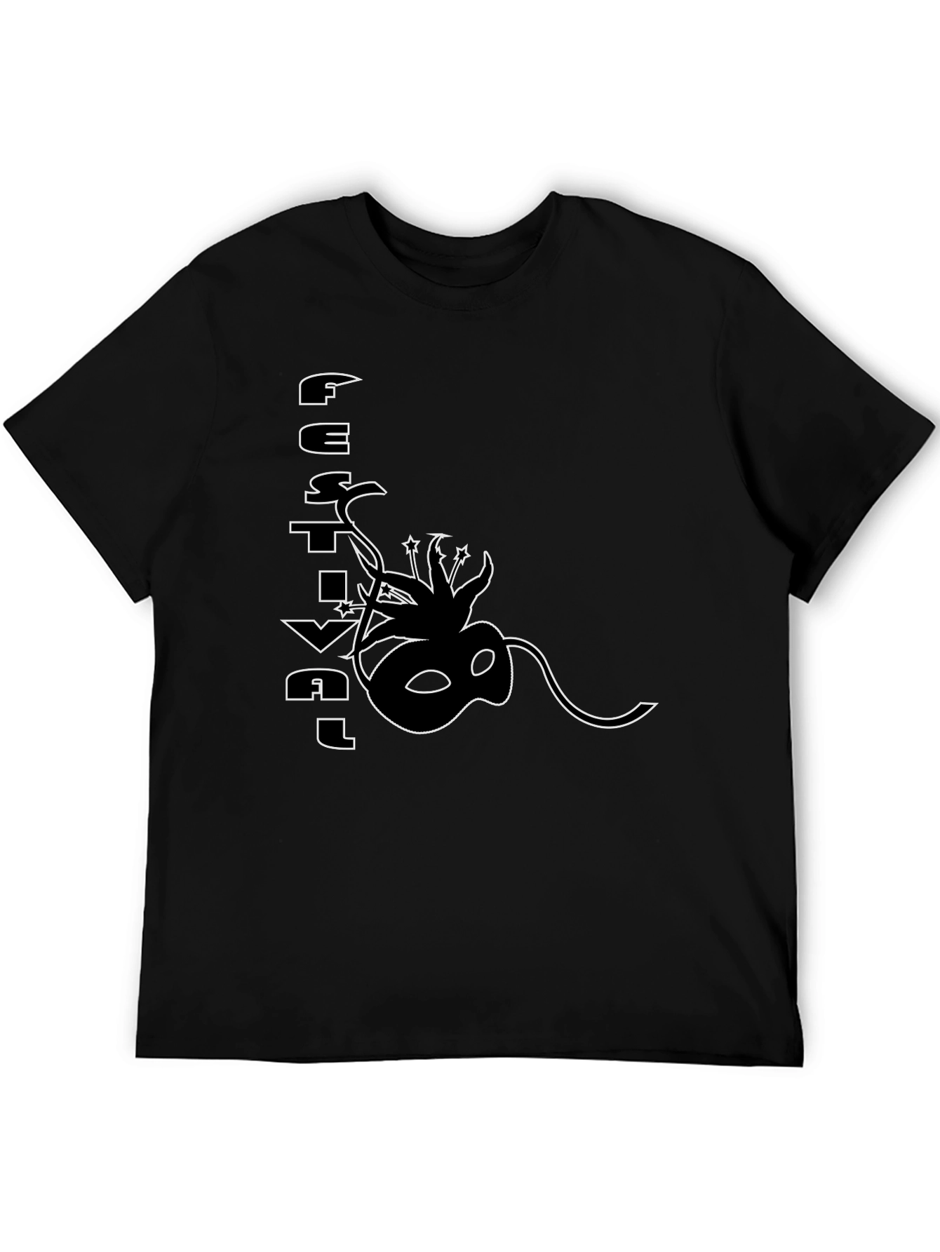 Festival Mask Graphic Black T-Shirt
