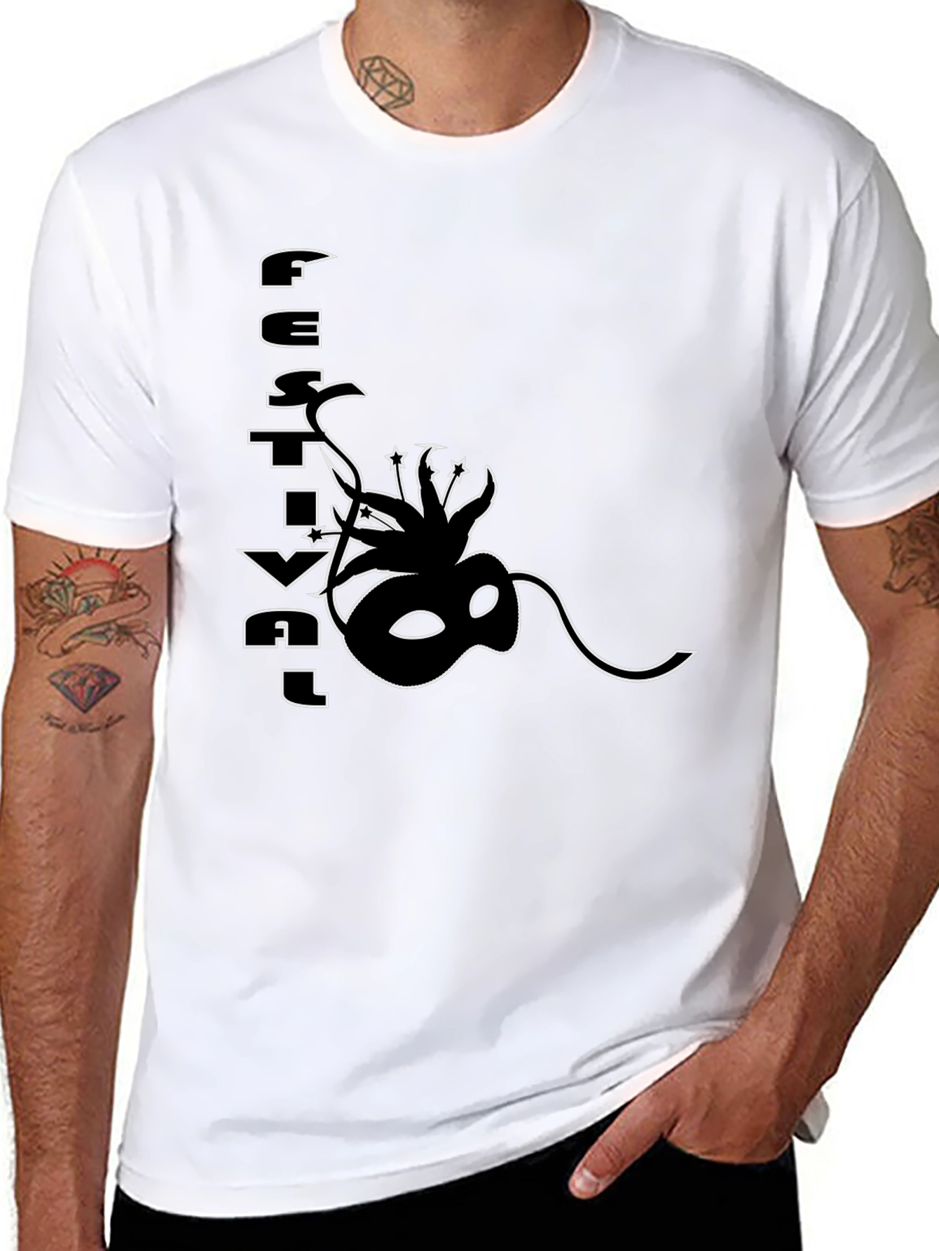 Festival Mask Graphic Black T-Shirt