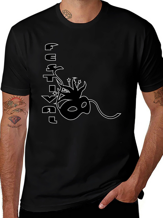 Festival Mask Graphic Black T-Shirt