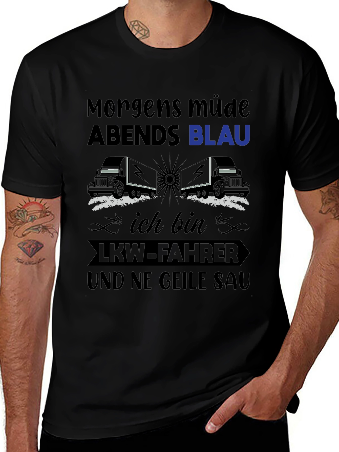 Morgens Müde Trucker T-Shirt