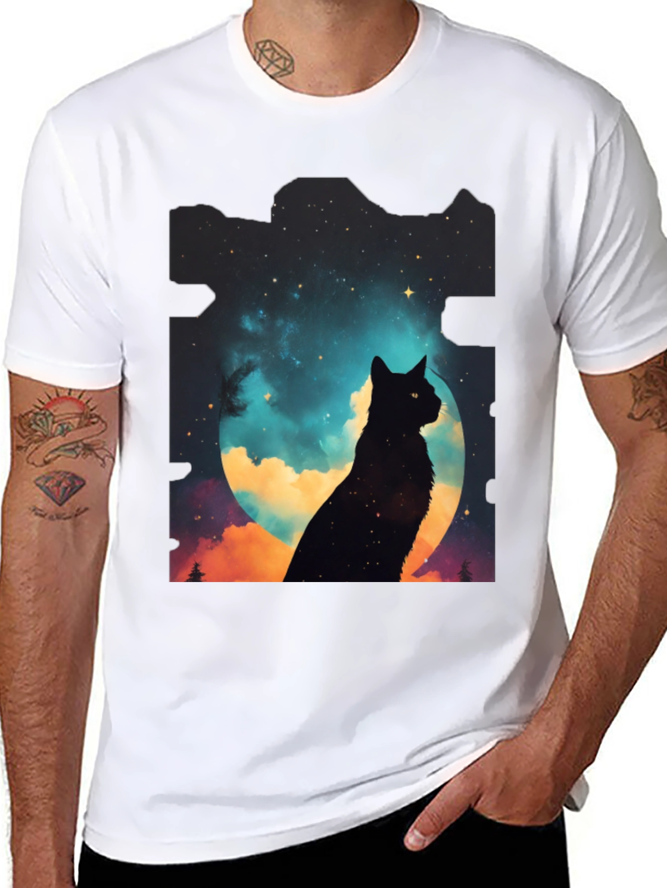 Celestial Cat Silhouette Tee
