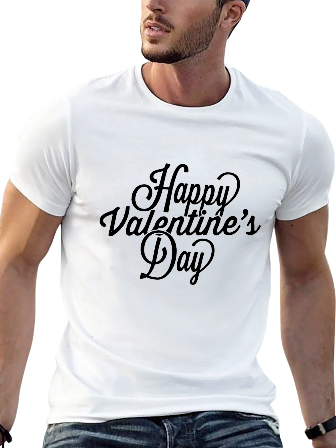 Happy Valentines Day Black Graphic Tee