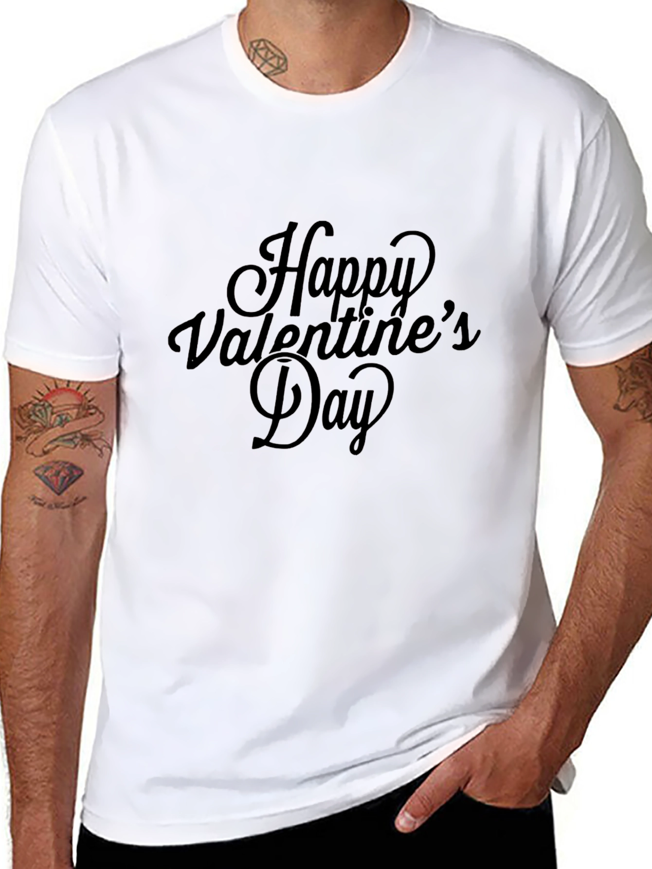 Happy Valentines Day Black Graphic Tee