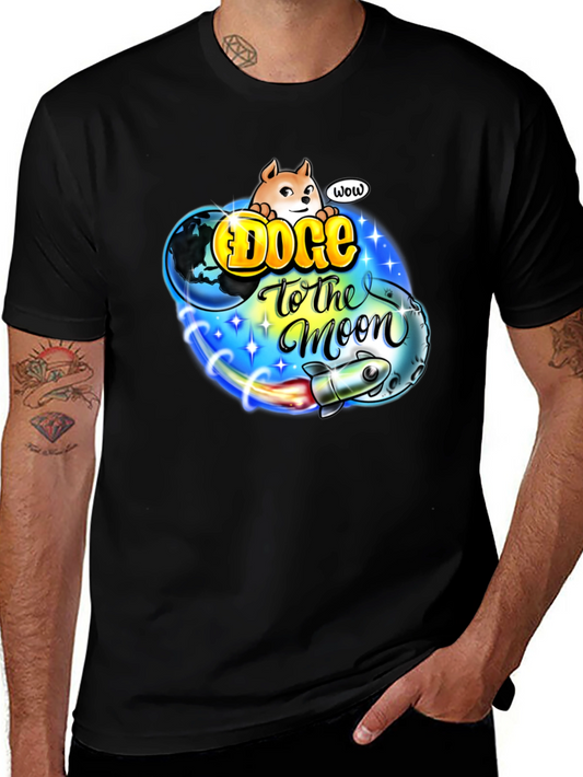Doge to the Moon Black T-Shirt - Crypto Meme Tee