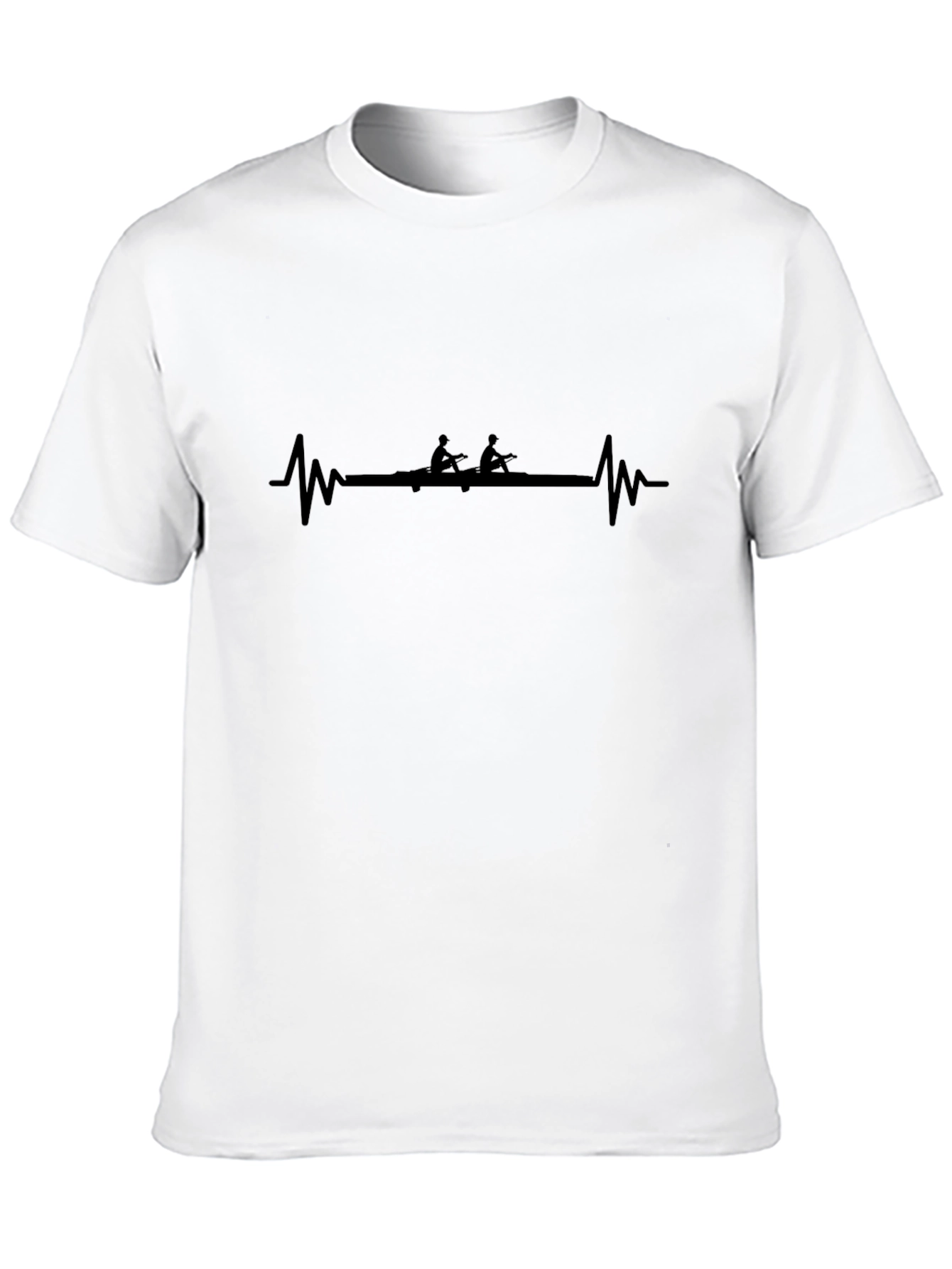 Rowing Heartbeat T-Shirt - Black Graphic Tee
