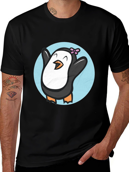 Cute Penguin Graphic T-Shirt - Black