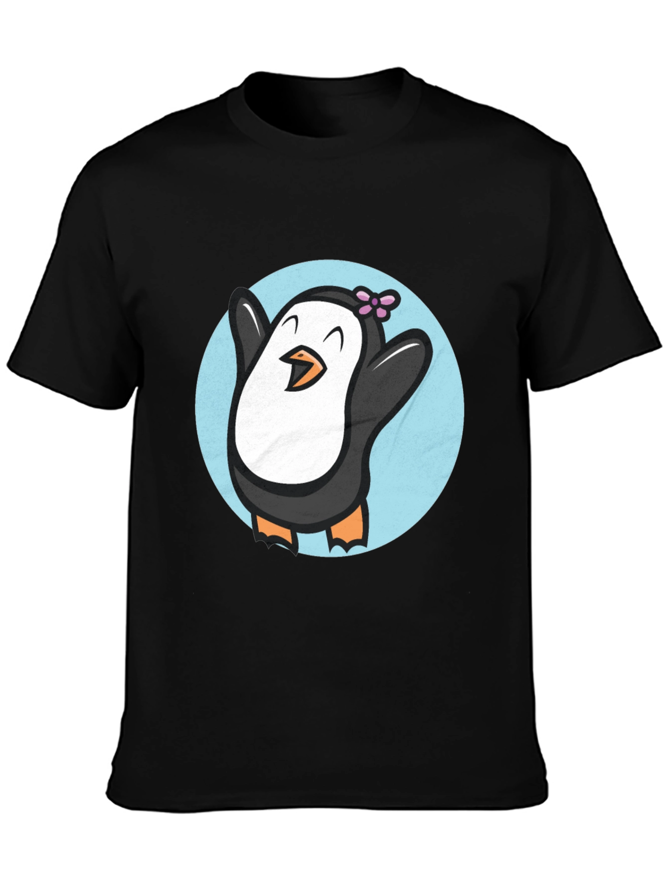 Cute Penguin Graphic T-Shirt - Black