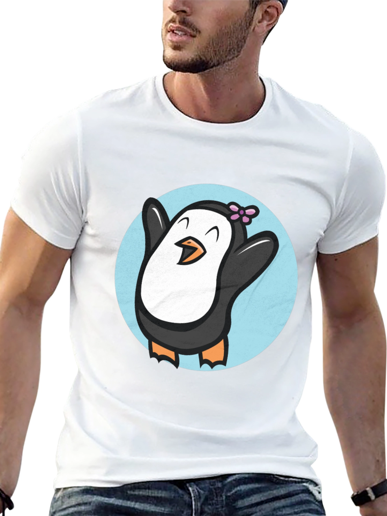 Cute Penguin Graphic T-Shirt - Black
