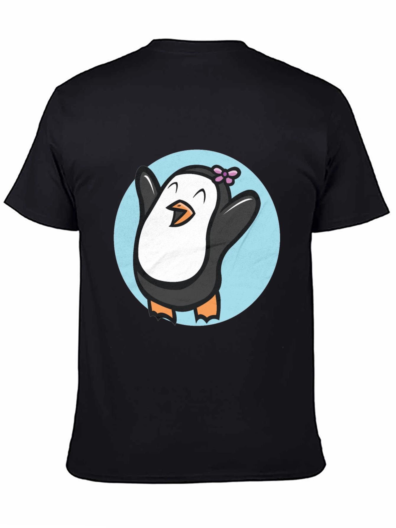 Cute Penguin Graphic T-Shirt - Black