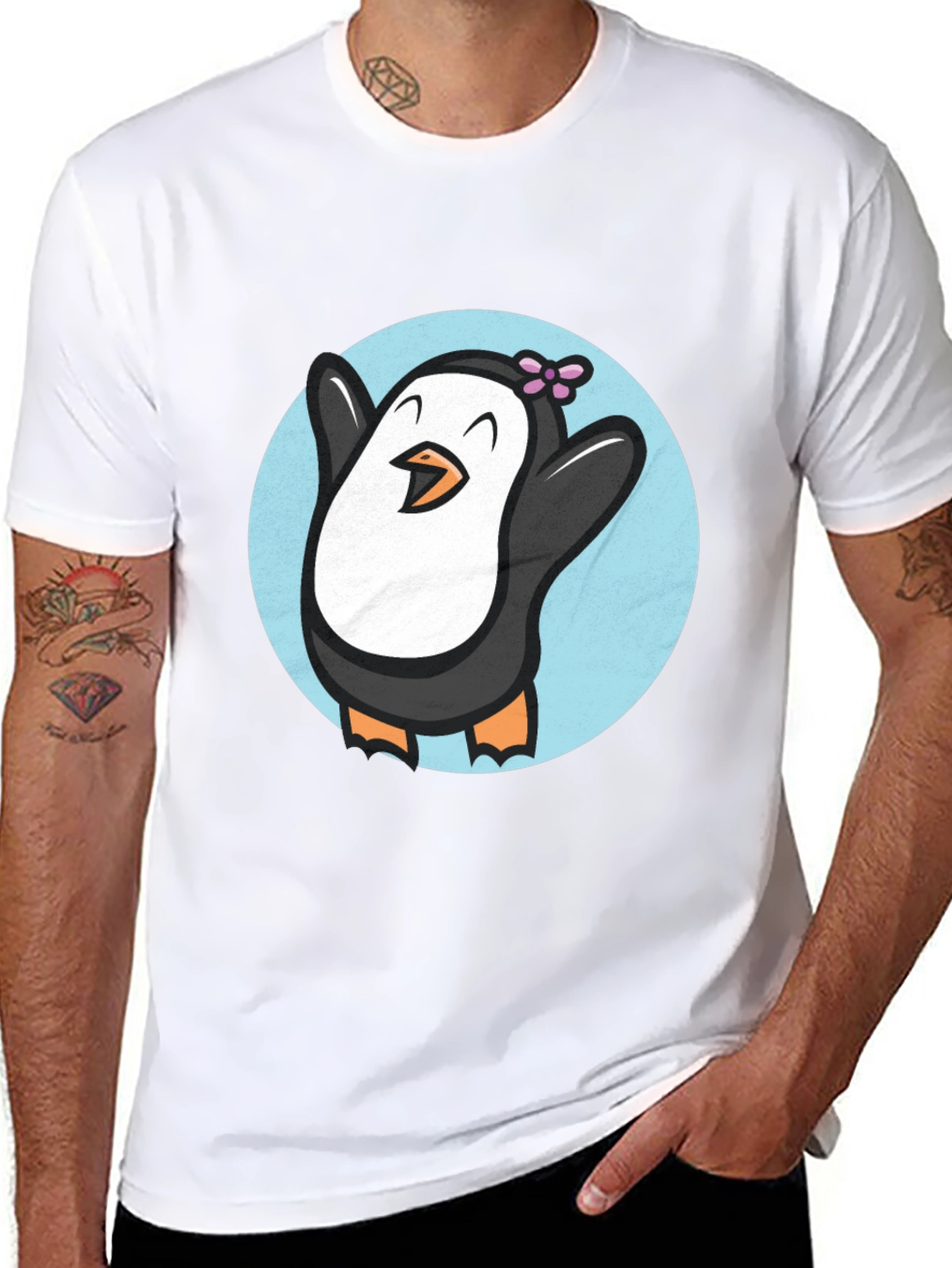 Cute Penguin Graphic T-Shirt - Black