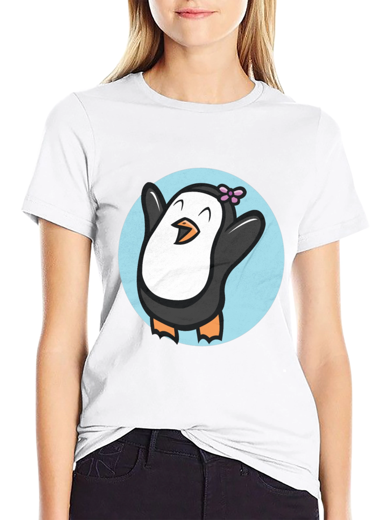 Cute Penguin Graphic T-Shirt - Black